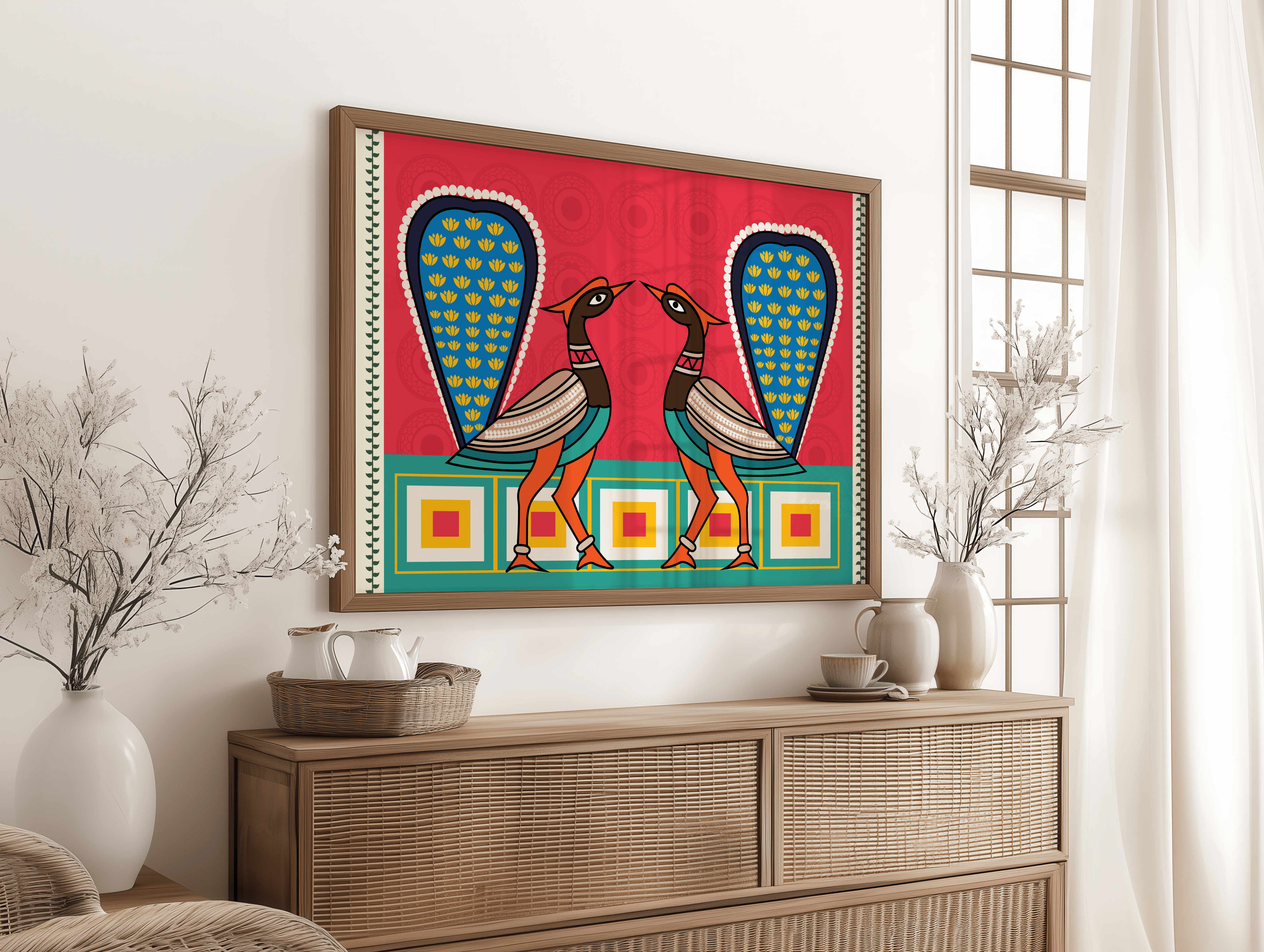 Traditional peacock wall art for Indian home and hotel decor