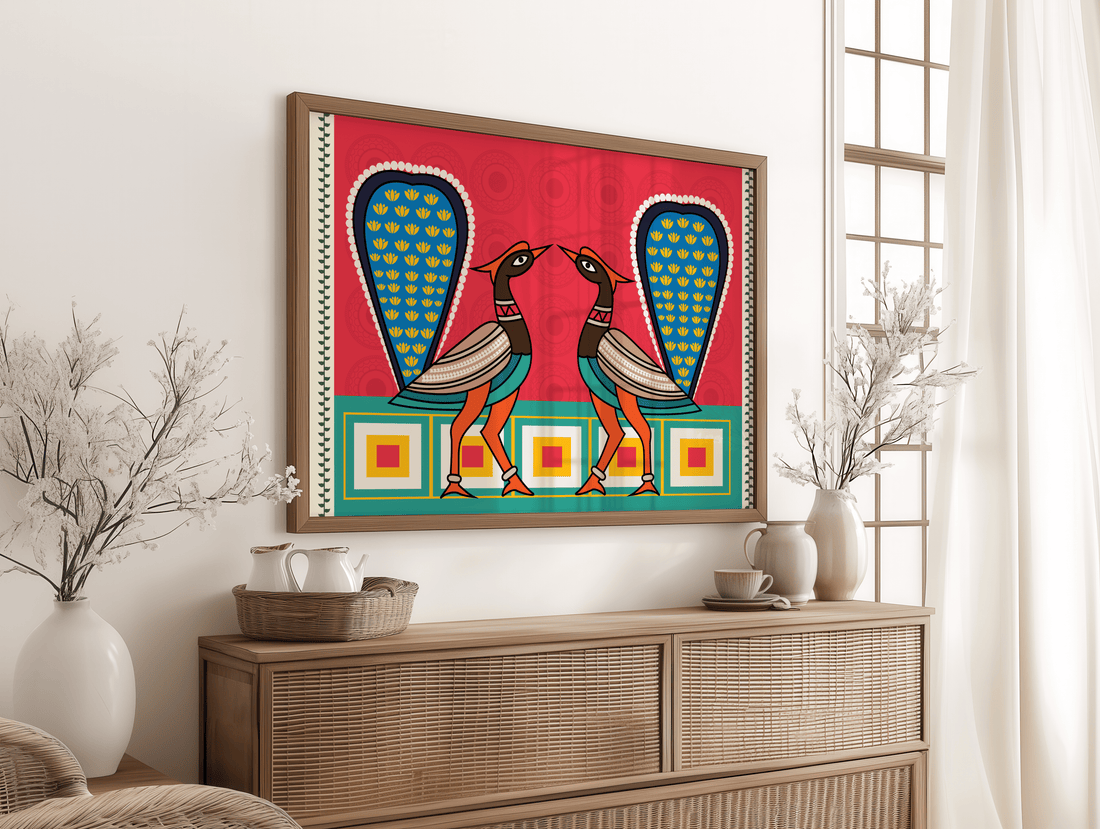 Traditional peacock wall art for Indian home and hotel decor