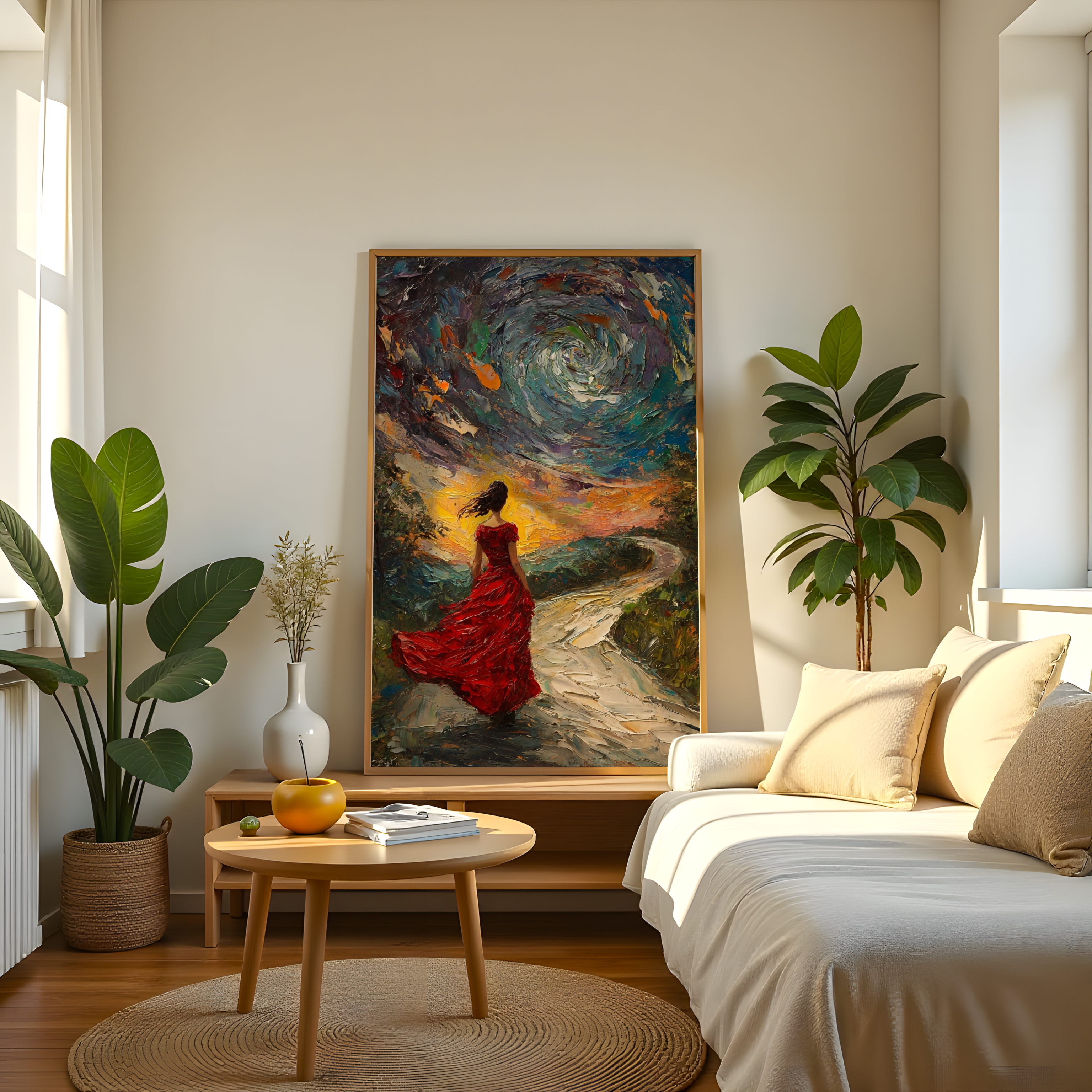 Premium canvas print of traveler under colorful sky