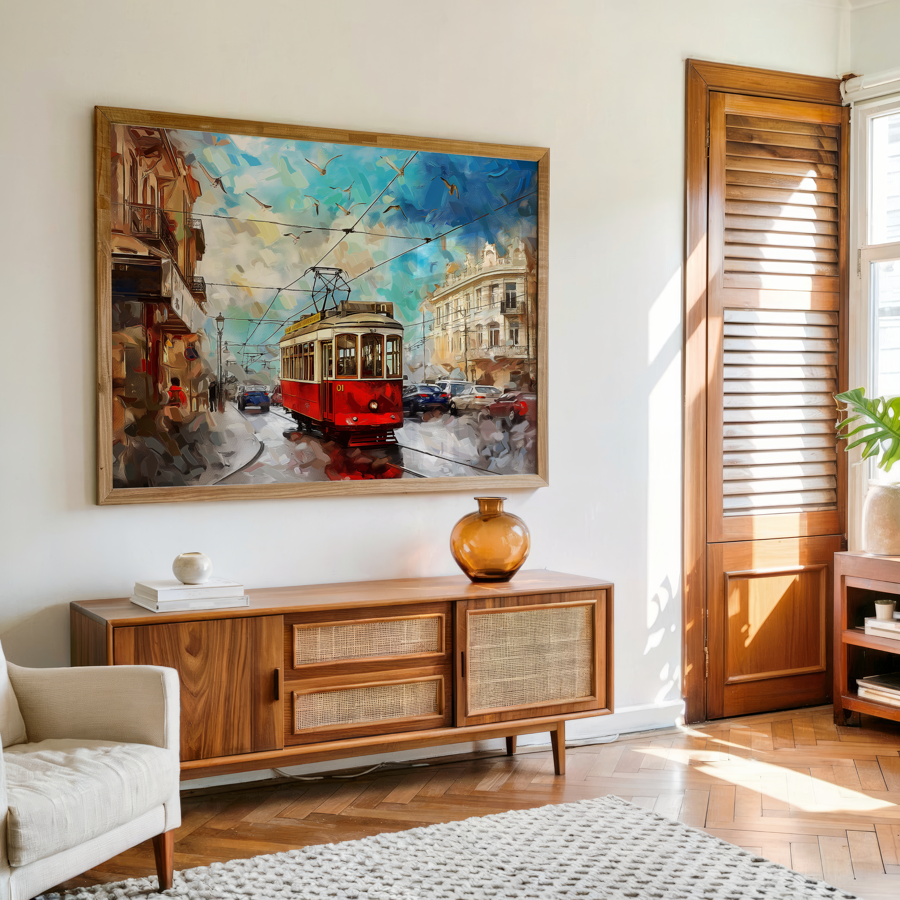 Urban canvas wall art of a Paris train scene, perfect for Indian interior décor