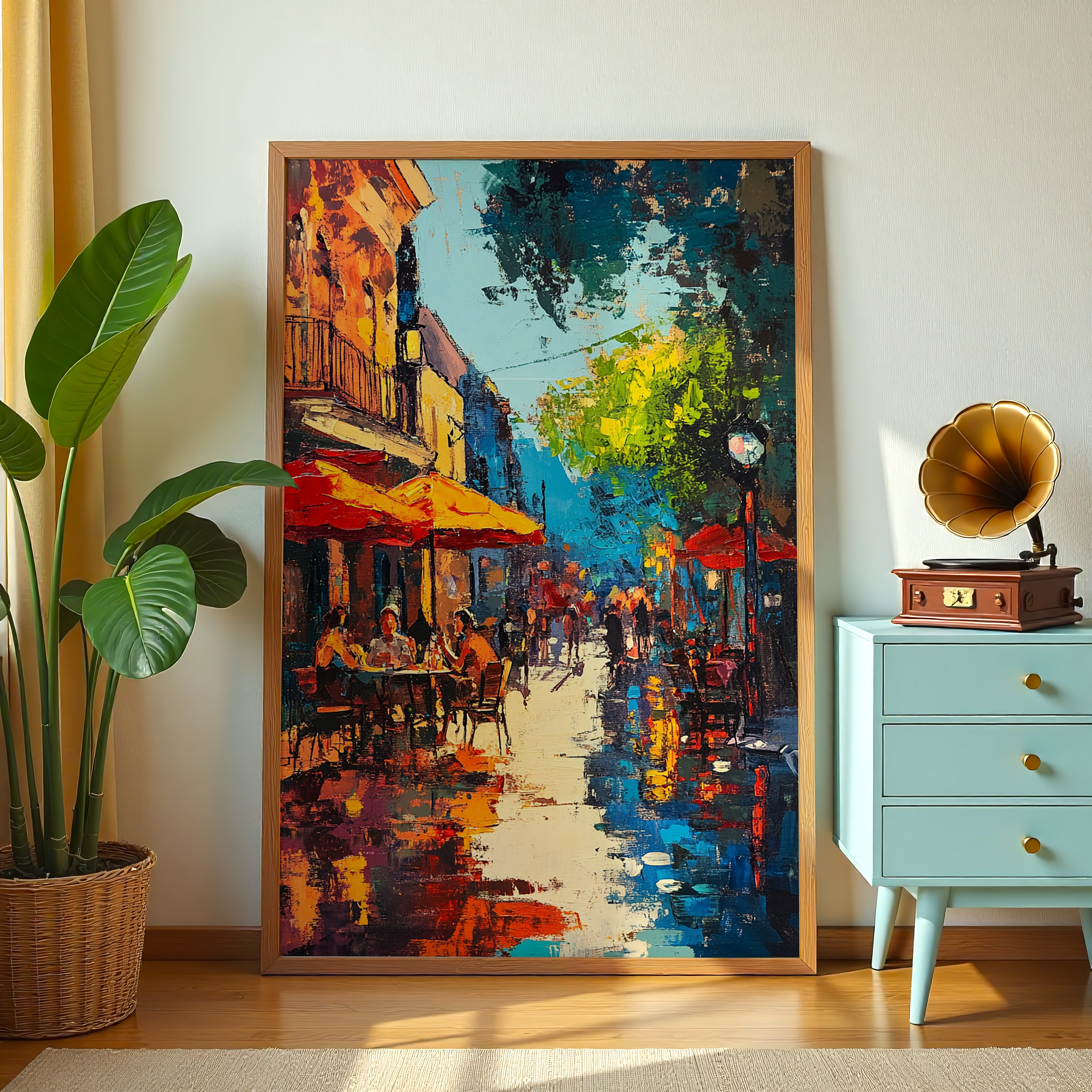 Urban street scene artwork for modern wall décor