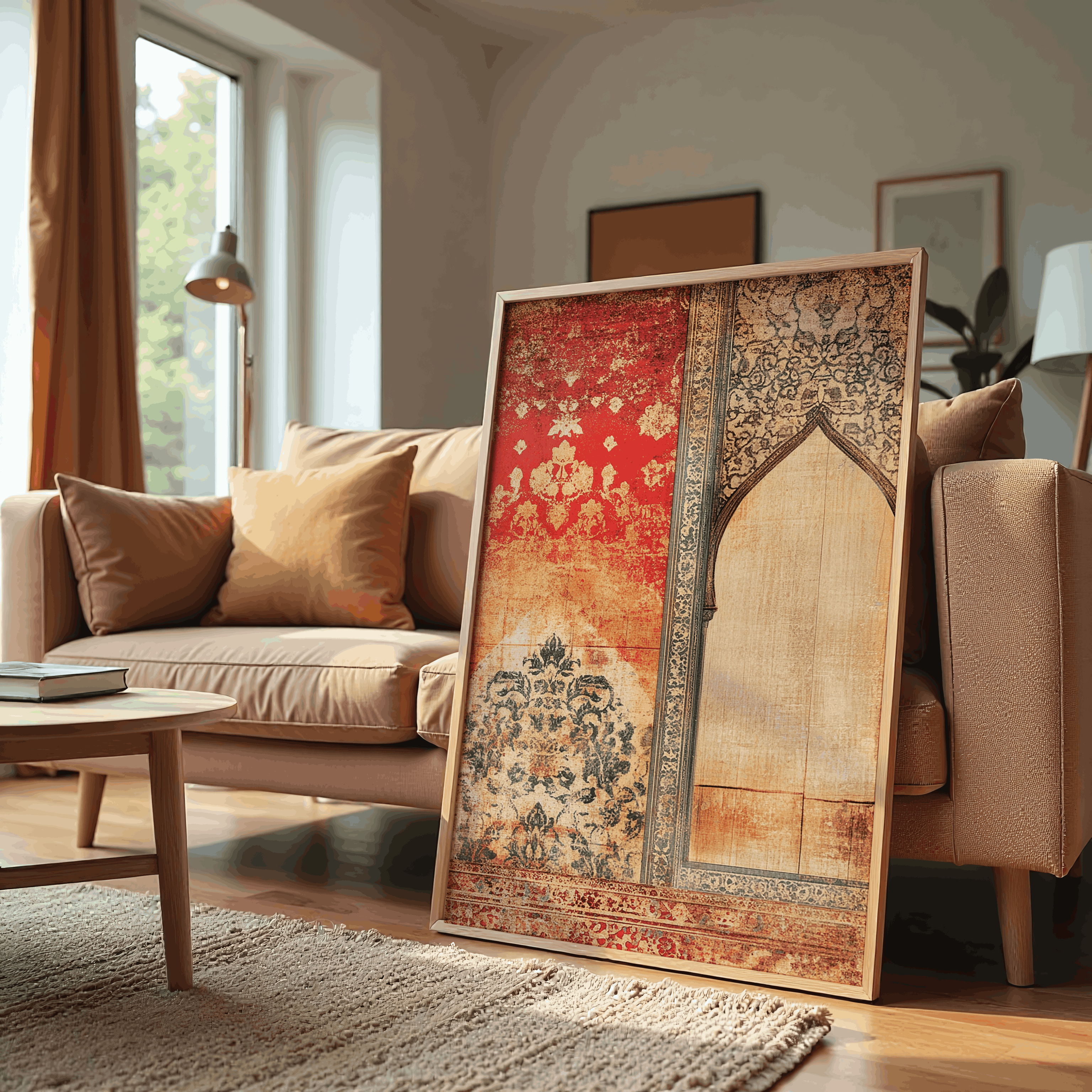 Vintage Mughal Floral Arch Wall Art Canvas Print