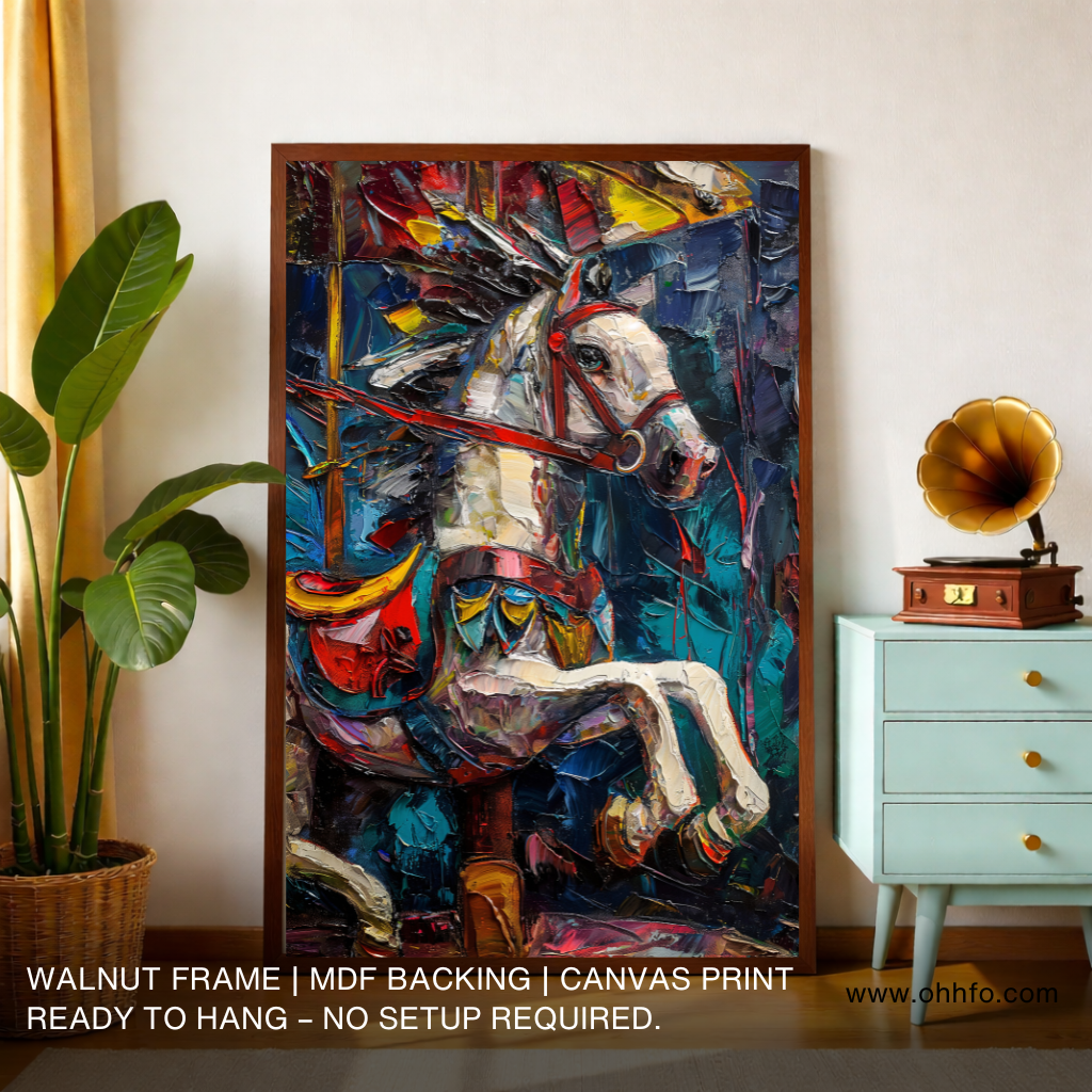 Carnival Run: Abstract Horses at Play Canvas Wall Art