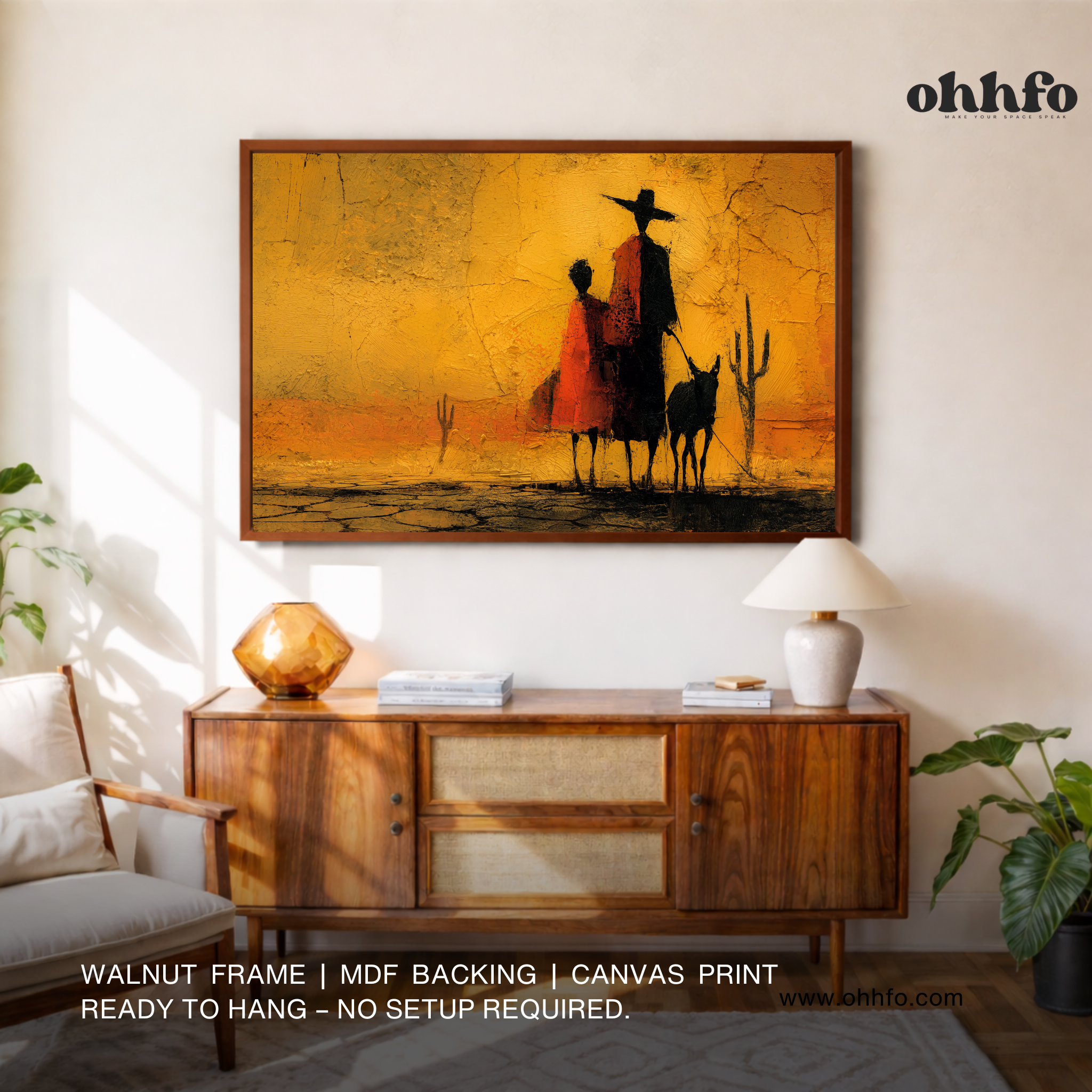 Desert Tribal Silhouette Canvas Wall Art