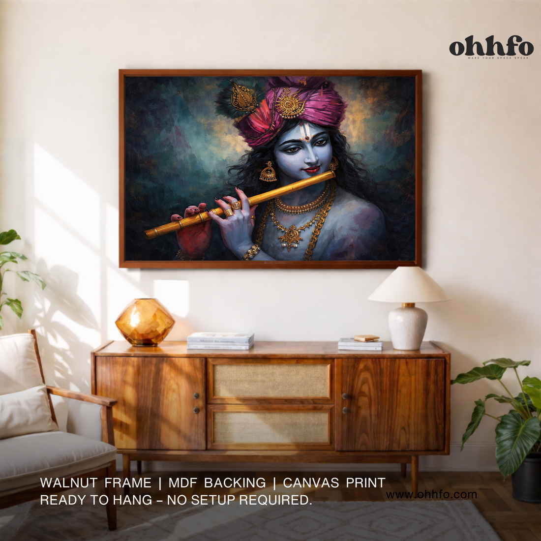 Lord Krishna Flute Painting Canvas