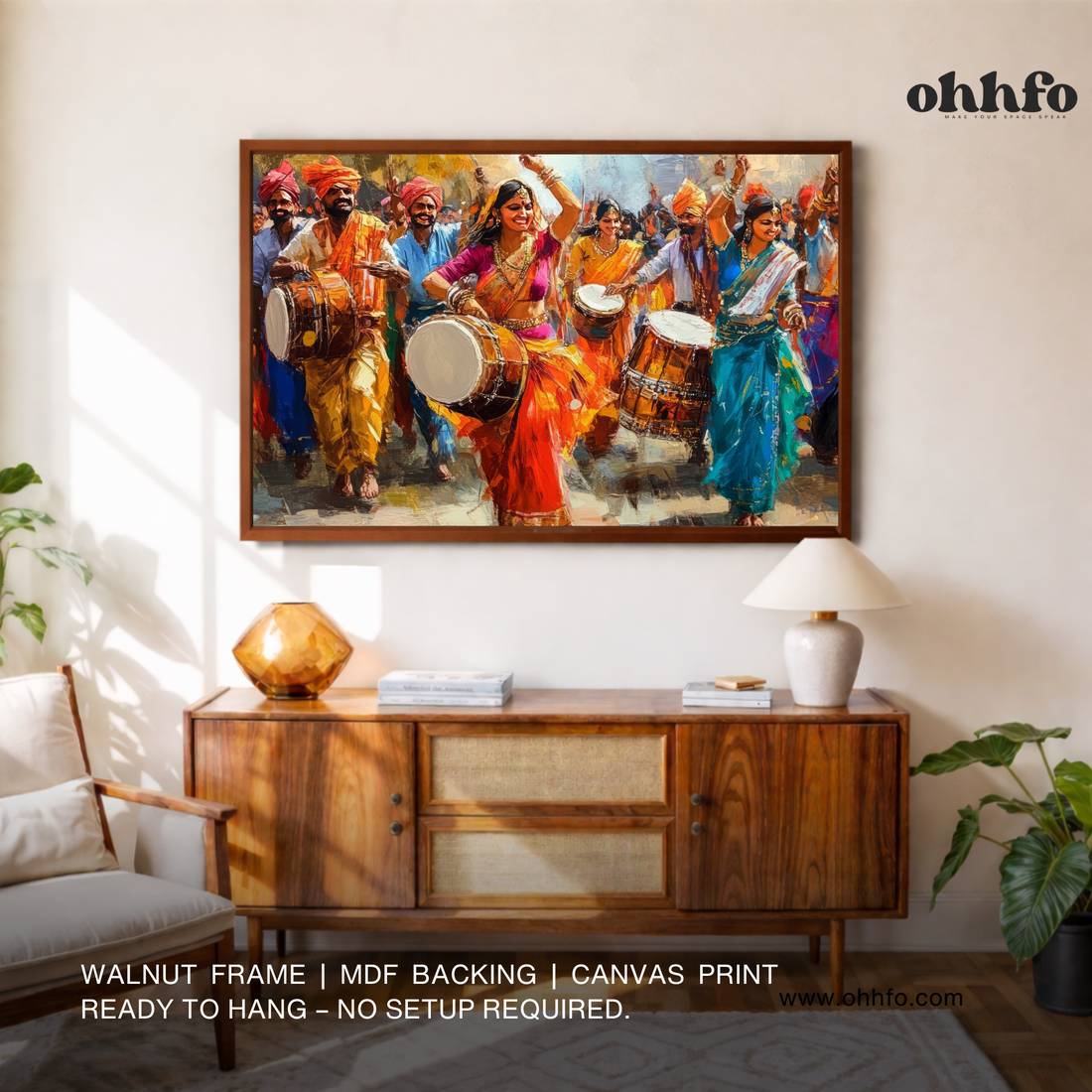 Indian Festival Celebration Canvas Wall Art – Dance & Drums