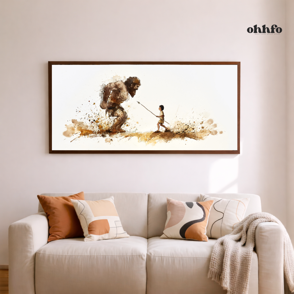 David and Goliath – Courage Against the Giant Wall Art