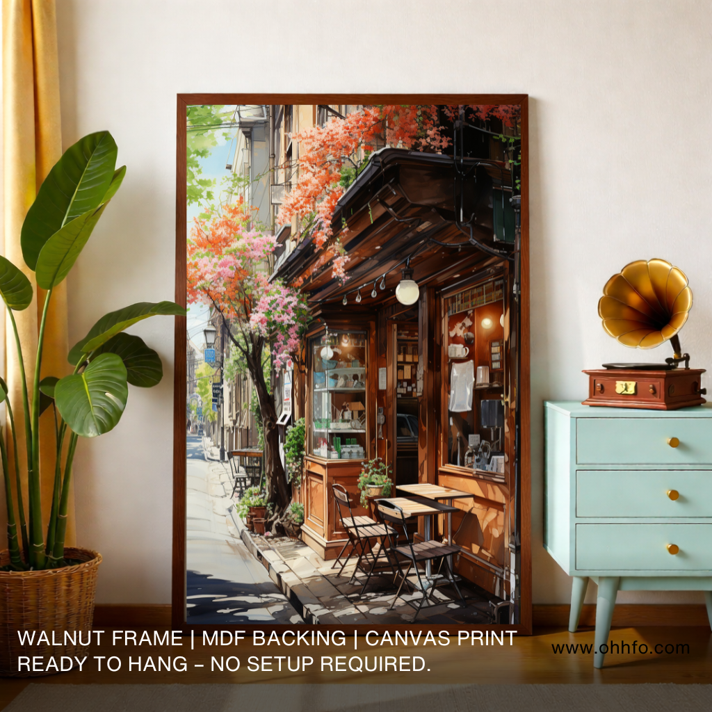 Romantic Street Café Canvas Wall Art
