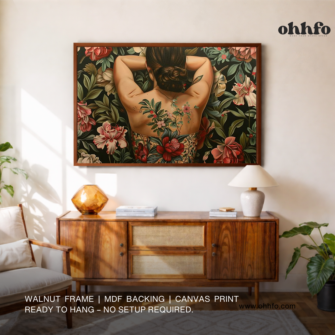 Floral Back Portrait Canvas Wall Art