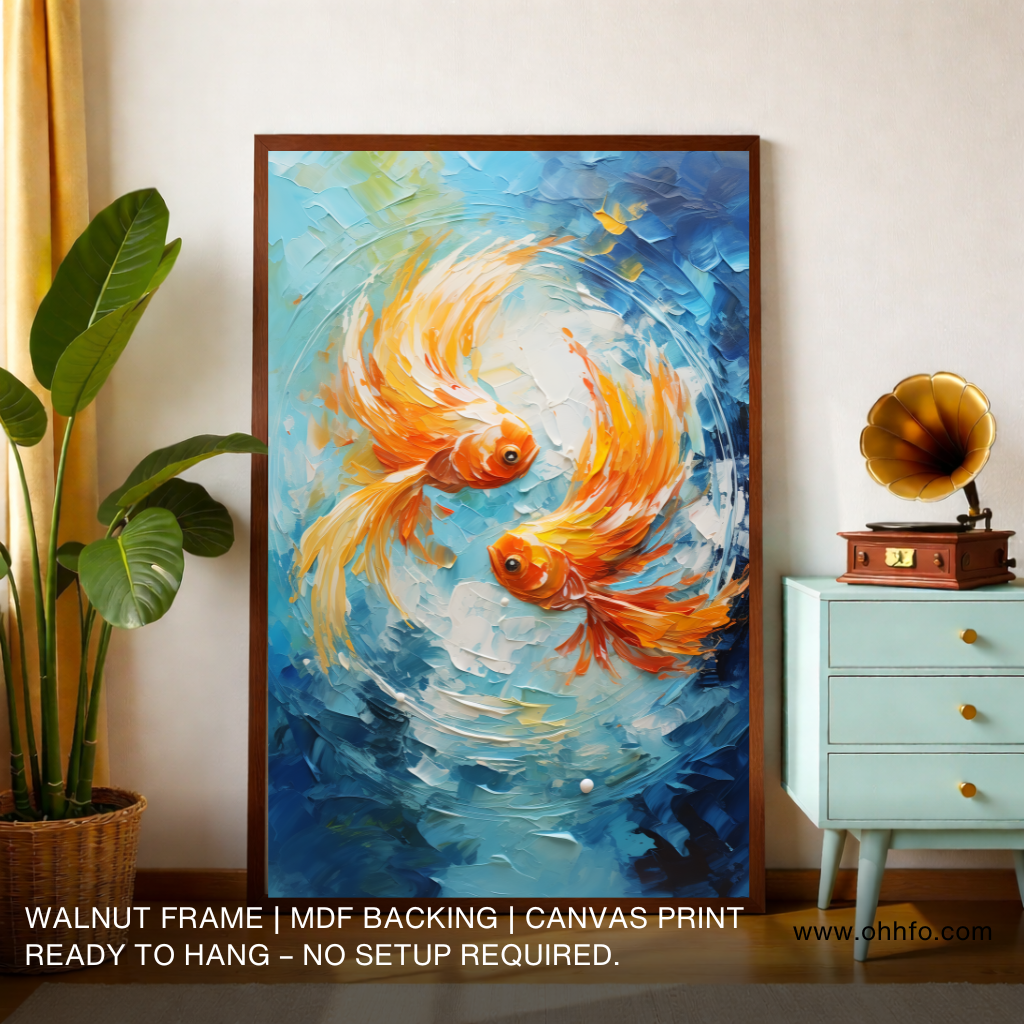 Golden Koi Fish  - Abstract Canvas Print