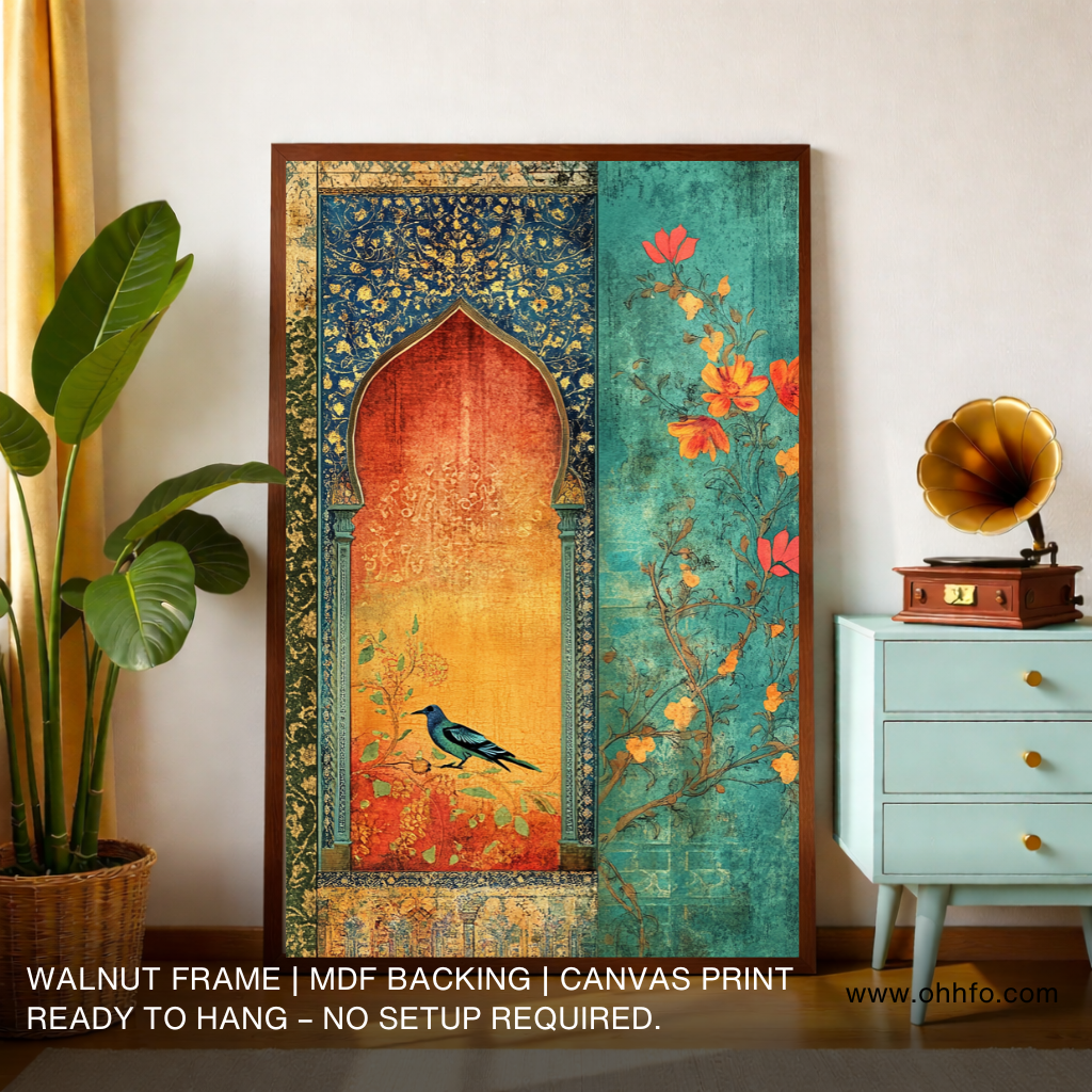 Indian Vintage Bird Canvas Wall Art