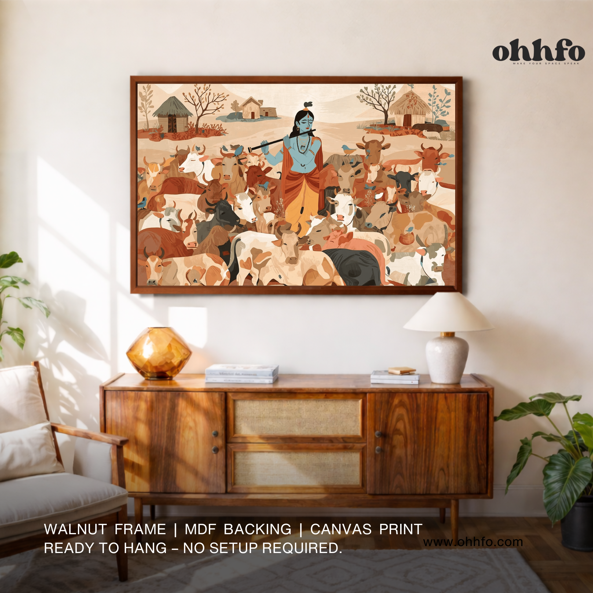 Lord Krishna with Cows Wall Art