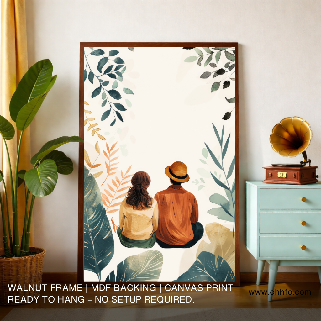 Romantic Couple Sitting in Nature Canvas Wall Art