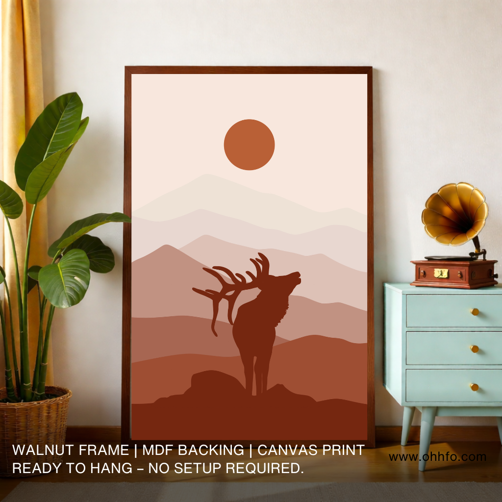Minimal Boho Deer Silhouette Wall Art Canvas