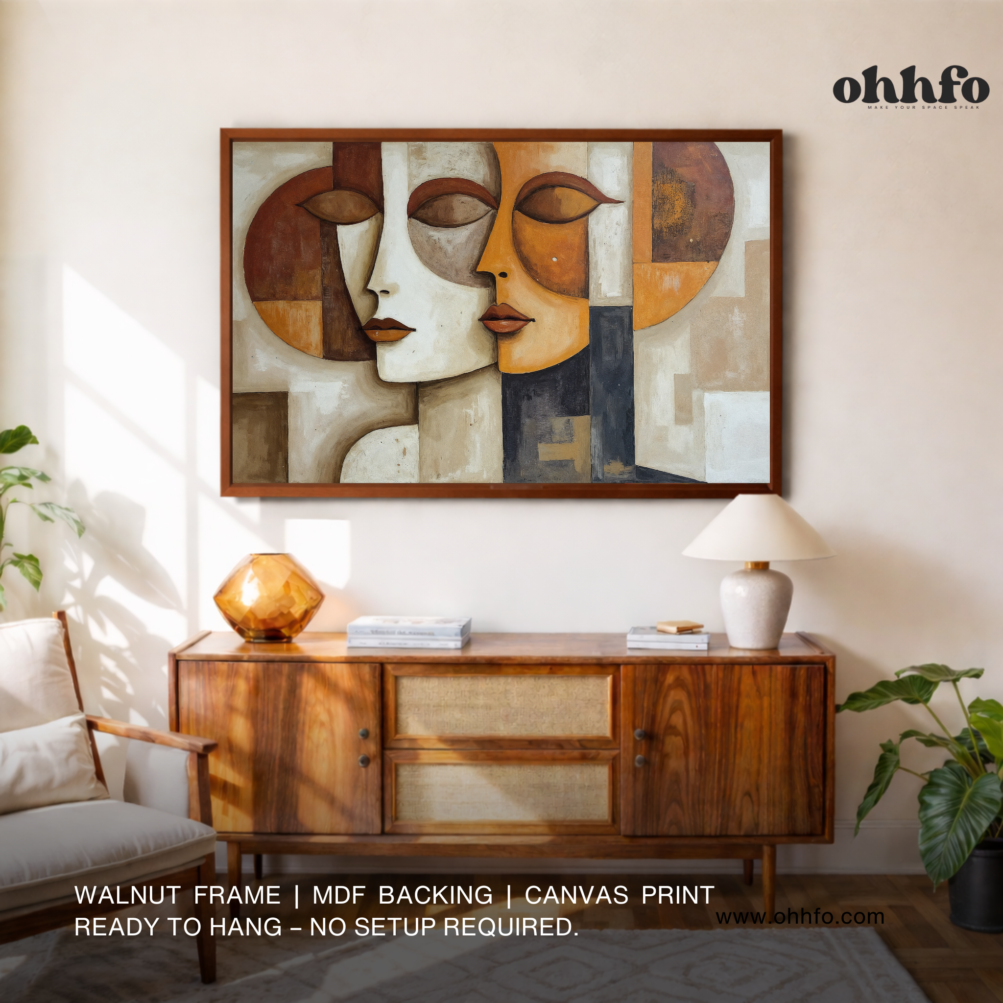 Abstract Two Faces Cubism Painting