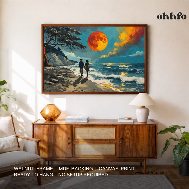 Moonlit Beach Walk Canvas Wall Art