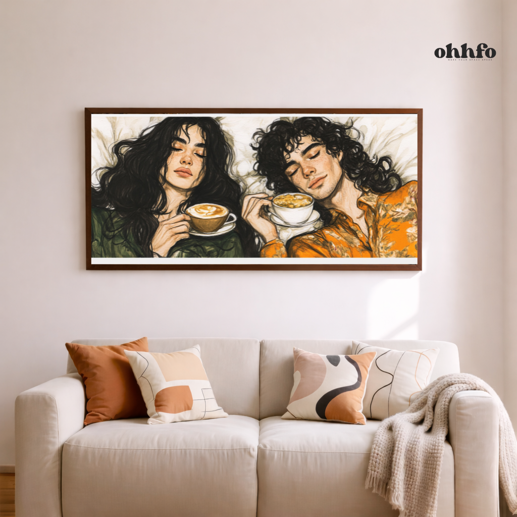 Morning Coffee Together – Cozy Couple Canvas Wall Art