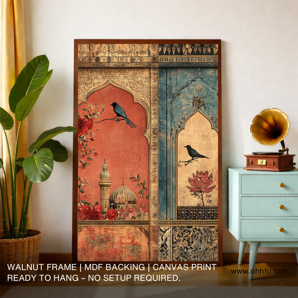 Mughal Window Birds Wall Art Canvas Print