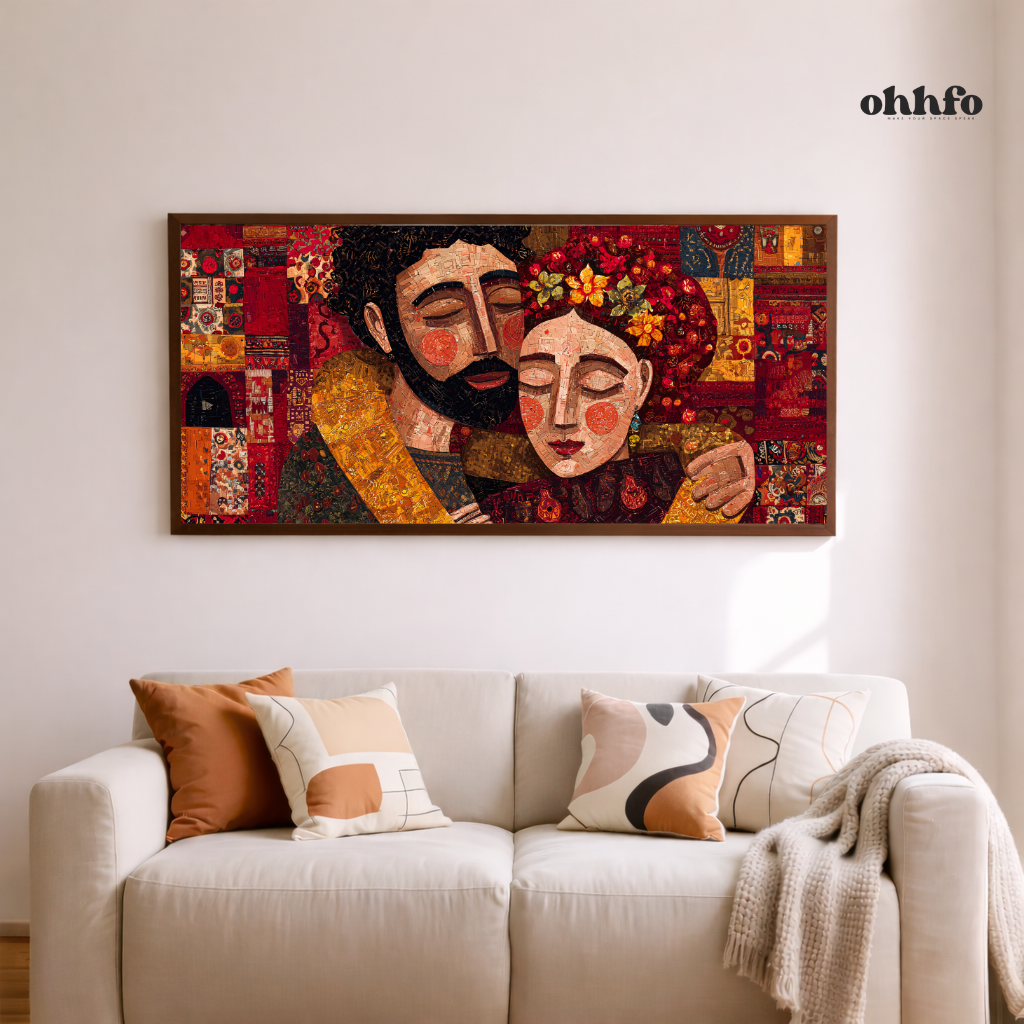 Sacred embrace cultural couple mosaic canvas-art
