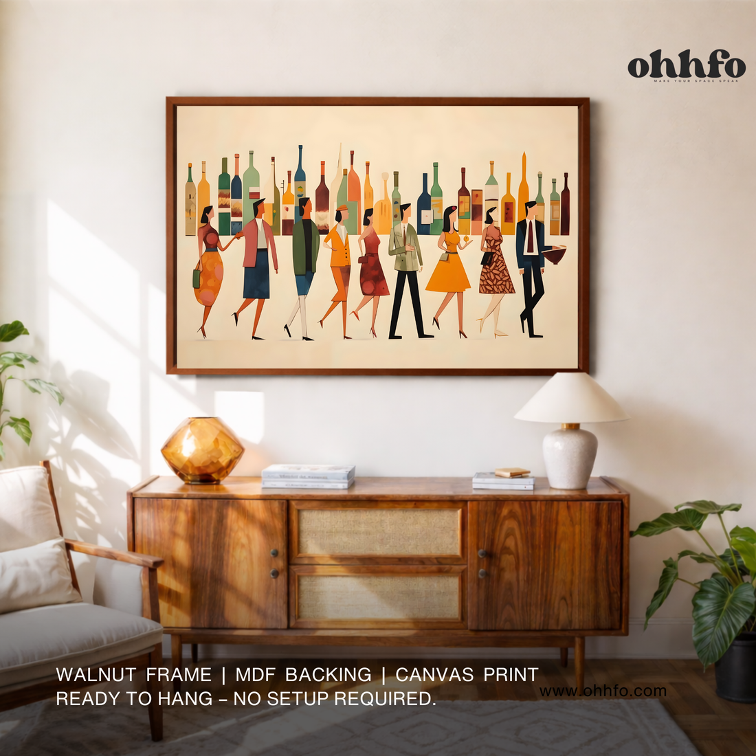 Stylish Cocktail Bar Crowd Canvas Wall Art  – Ready to Hang