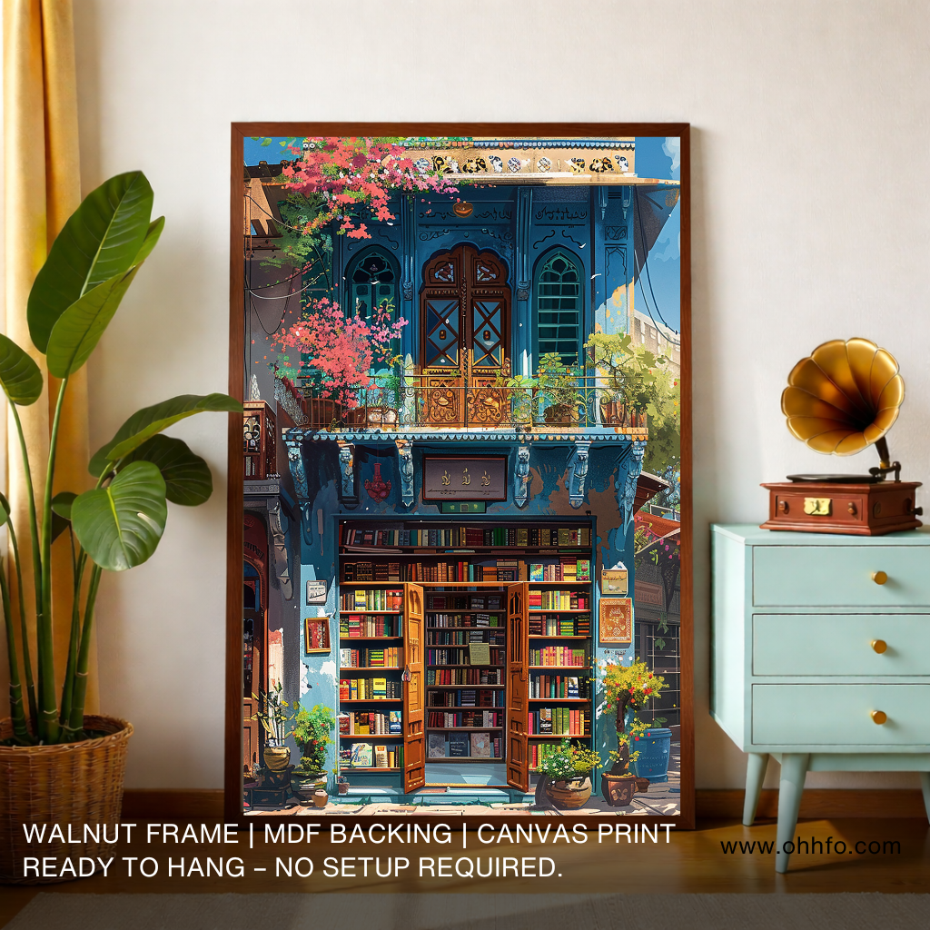 Charming Old Bookshop Canvas Wall Art