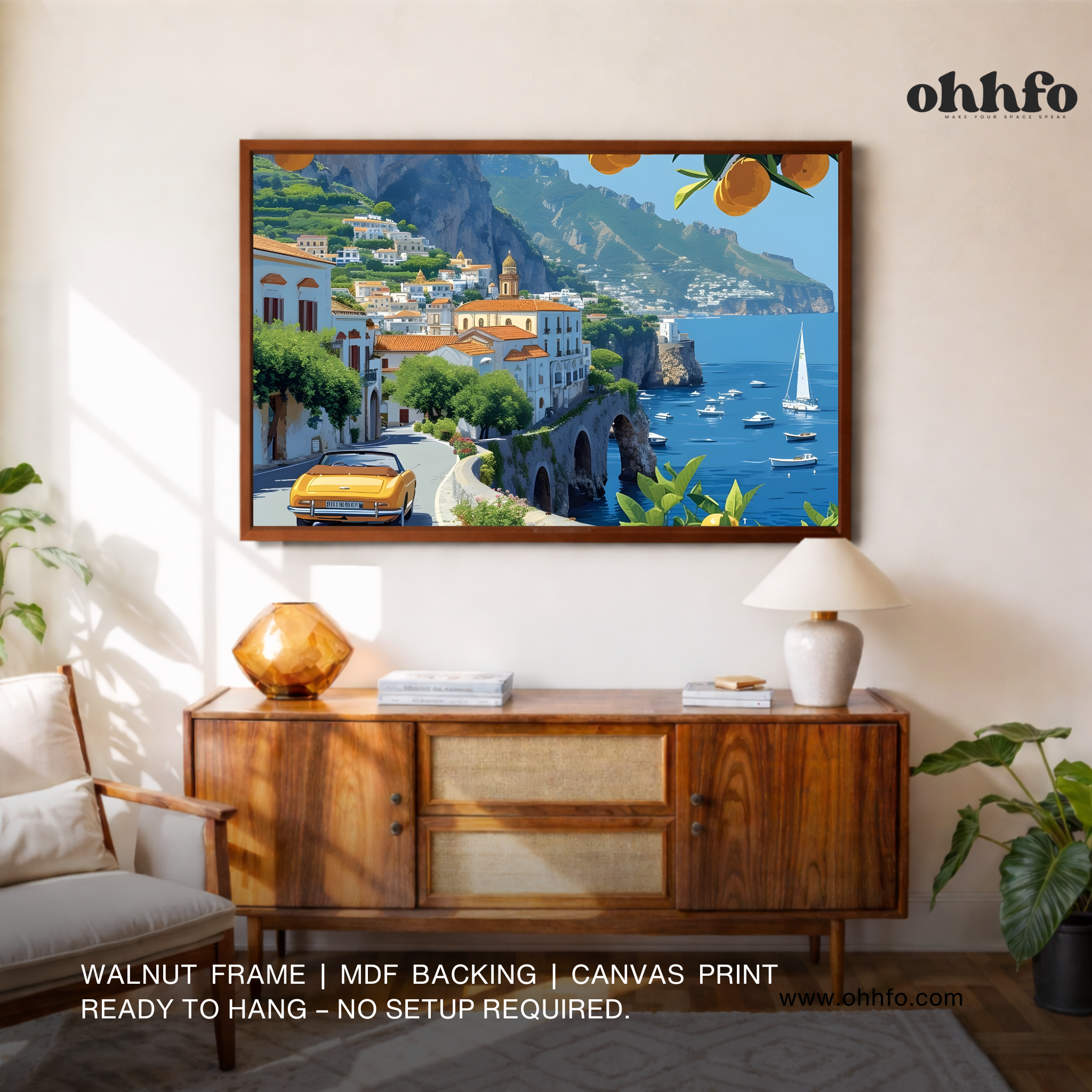 Mediterranean Coastal Drive – Vibrant Travel Canvas Wall Art