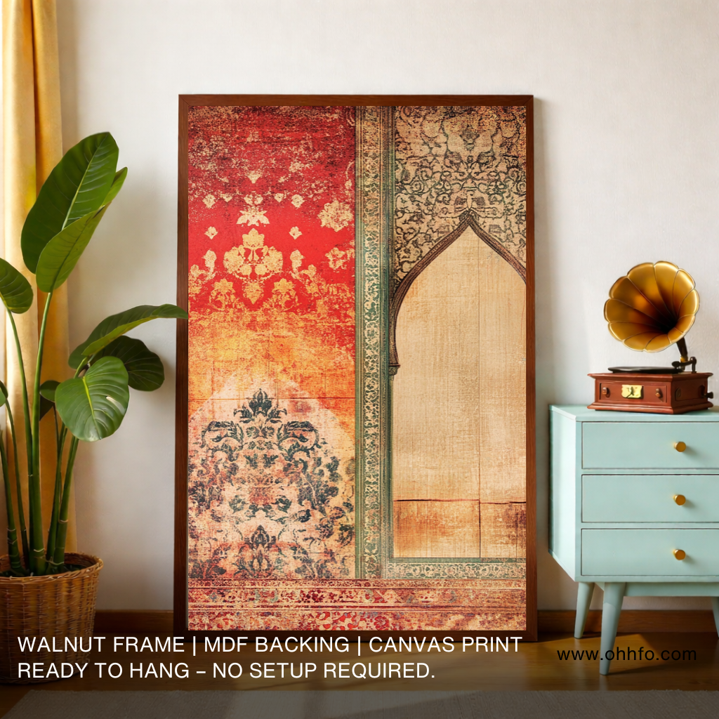 Vintage Mughal Floral Arch Wall Art Canvas Print