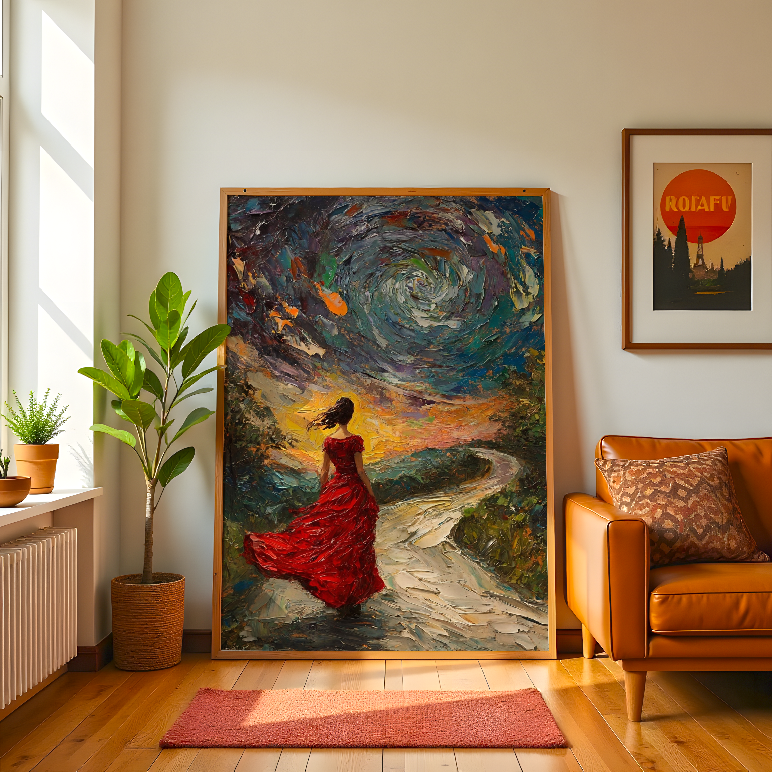 Wander in Crimson – The Long Path | Premium Canvas Print