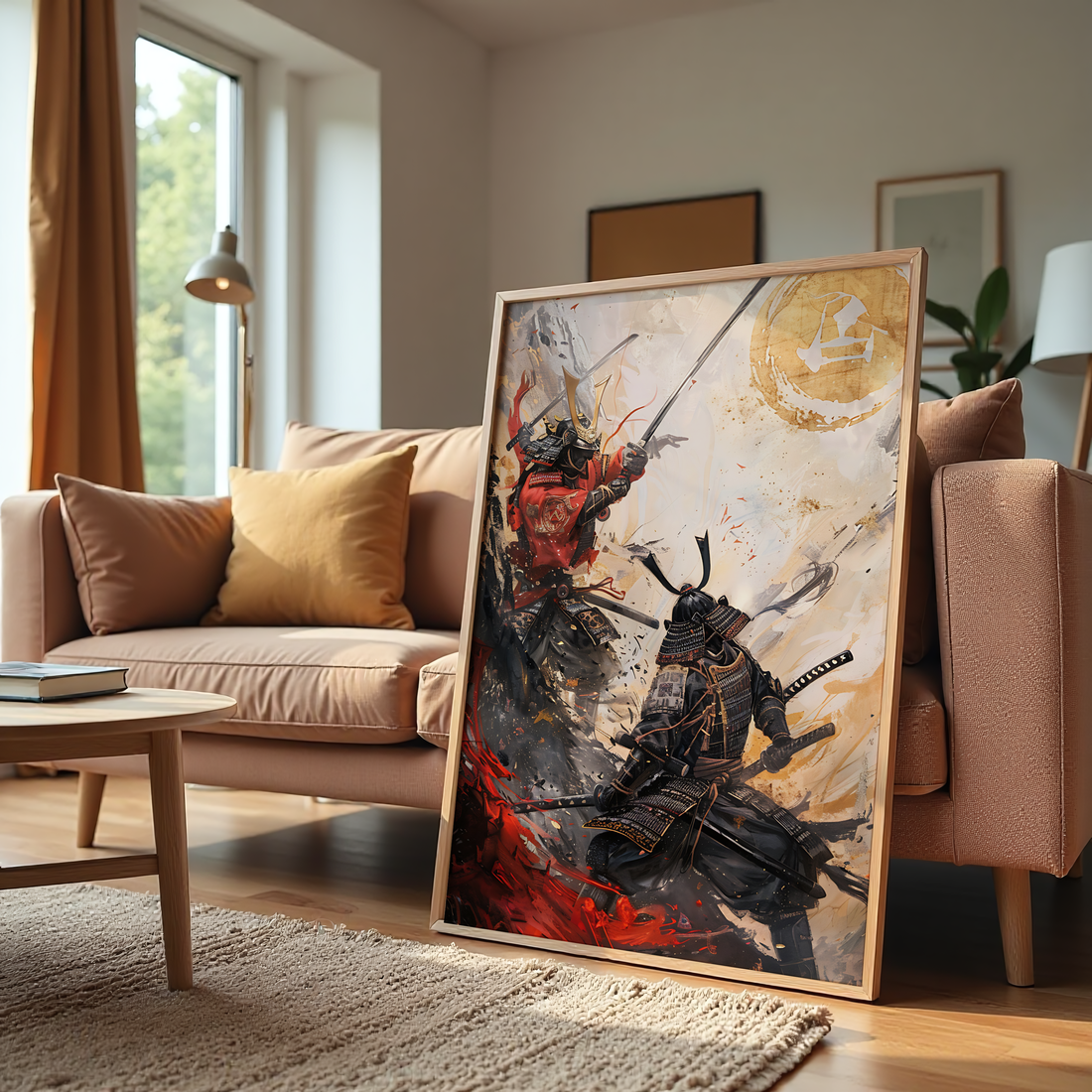 Japanese samurai warrior battle wall art on premium canvas