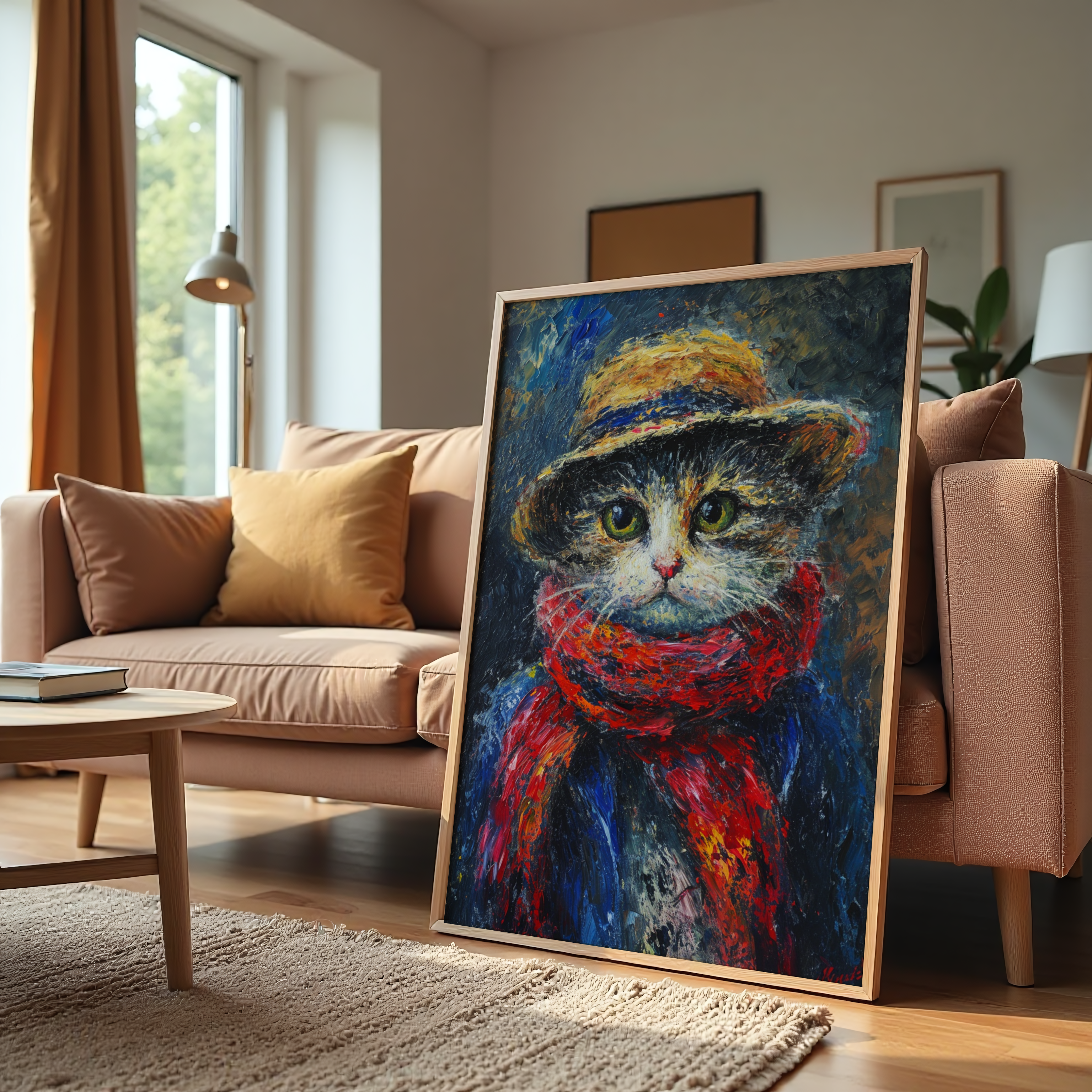 Whiskers in Winter – Cozy Cat Portrait Wall Art