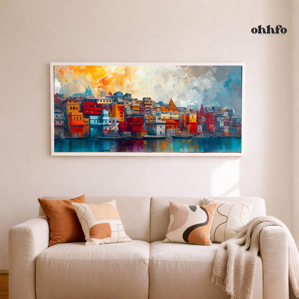 Eternal Varanasi – Mystic Ghats Cityscape Canvas Wall Art