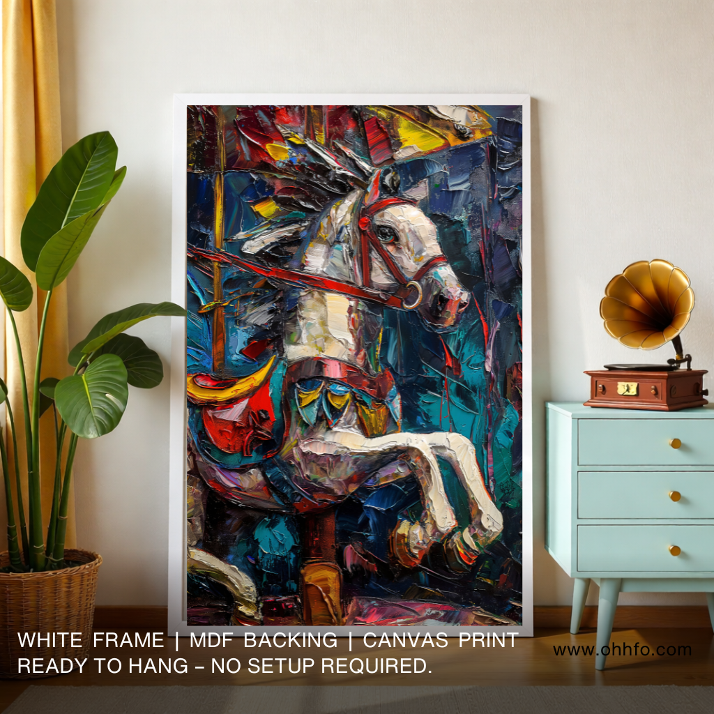Carnival Run: Abstract Horses at Play Canvas Wall Art