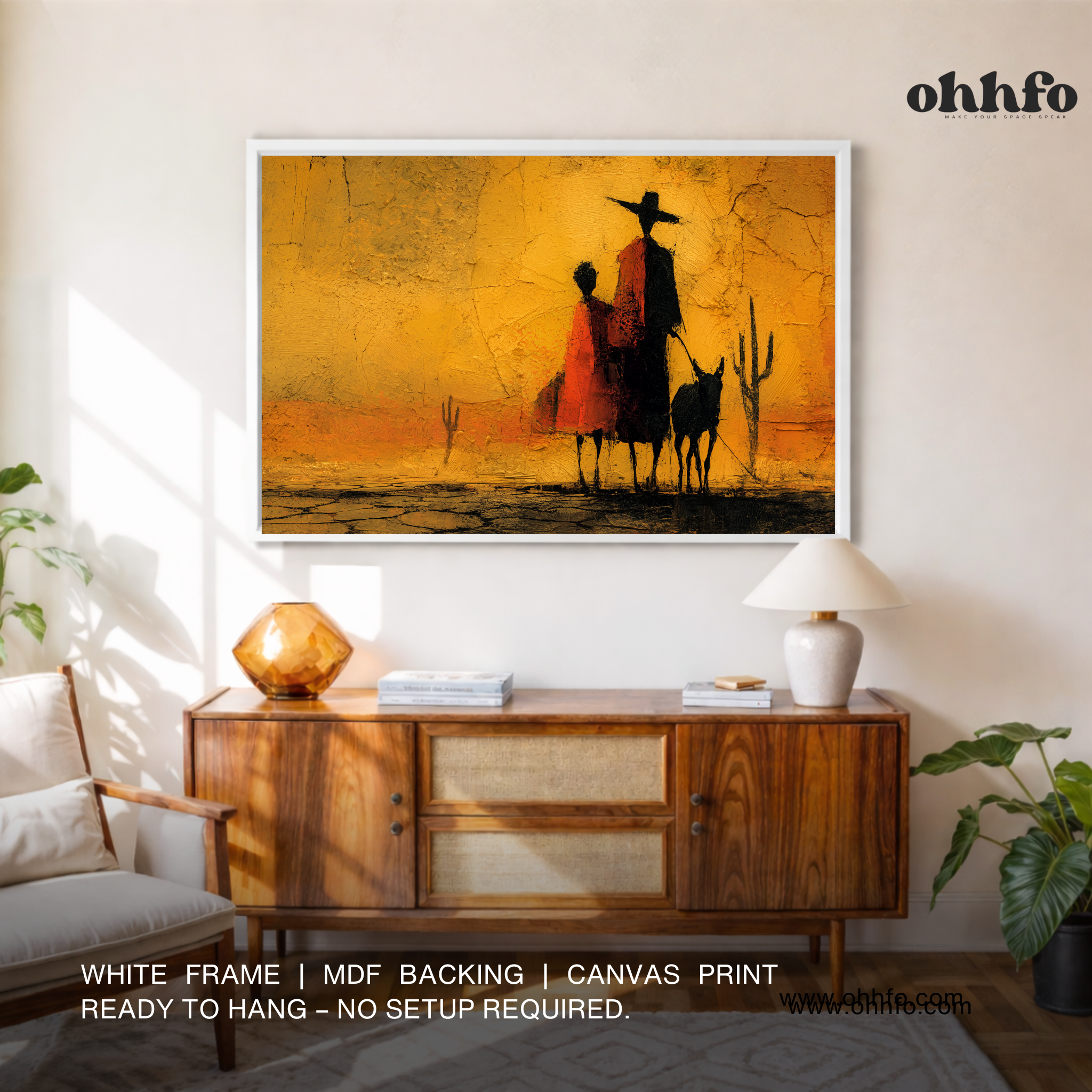 Desert Tribal Silhouette Canvas Wall Art