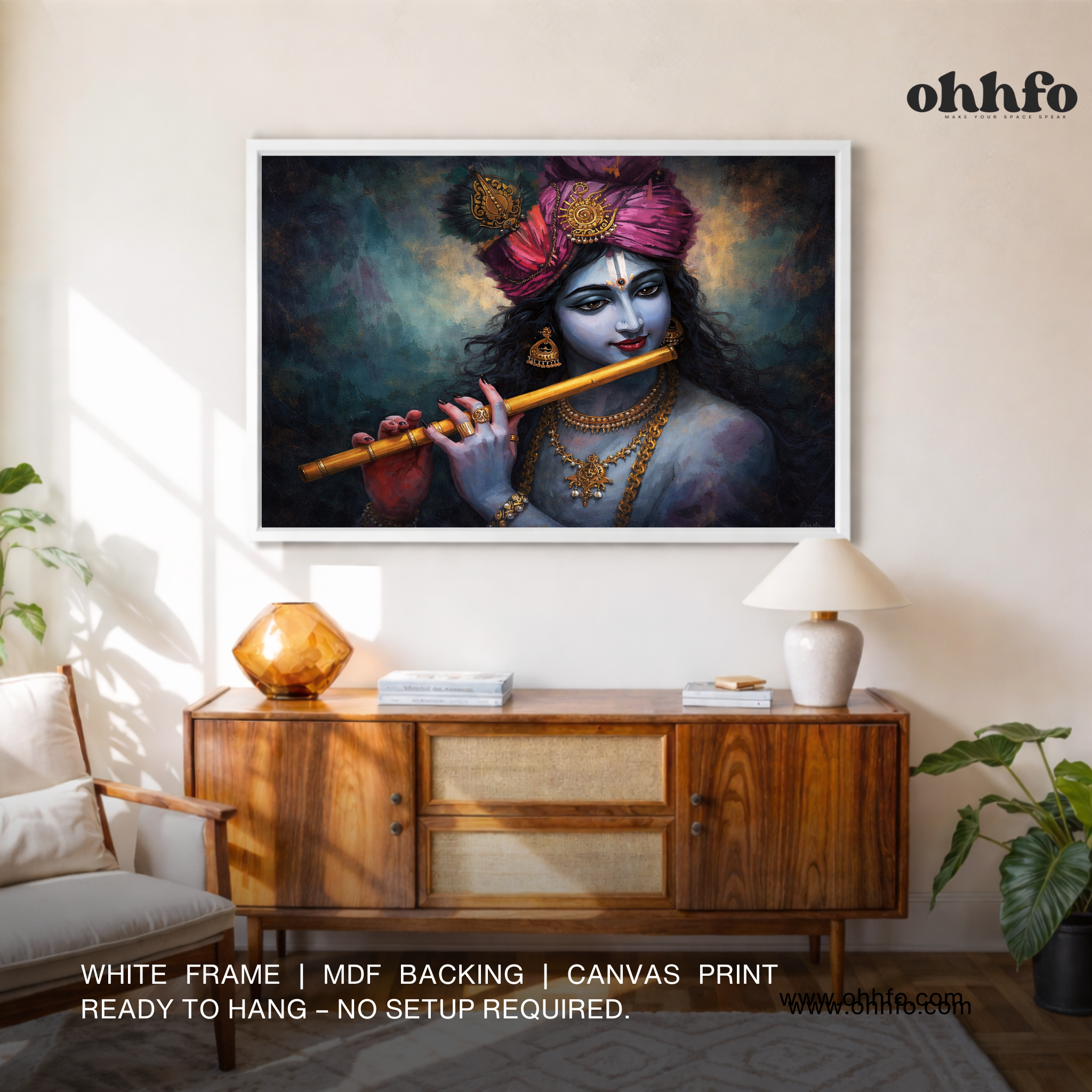 Lord Krishna Flute Painting Canvas