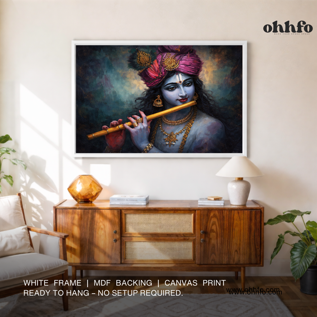 Lord Krishna Flute Painting Canvas