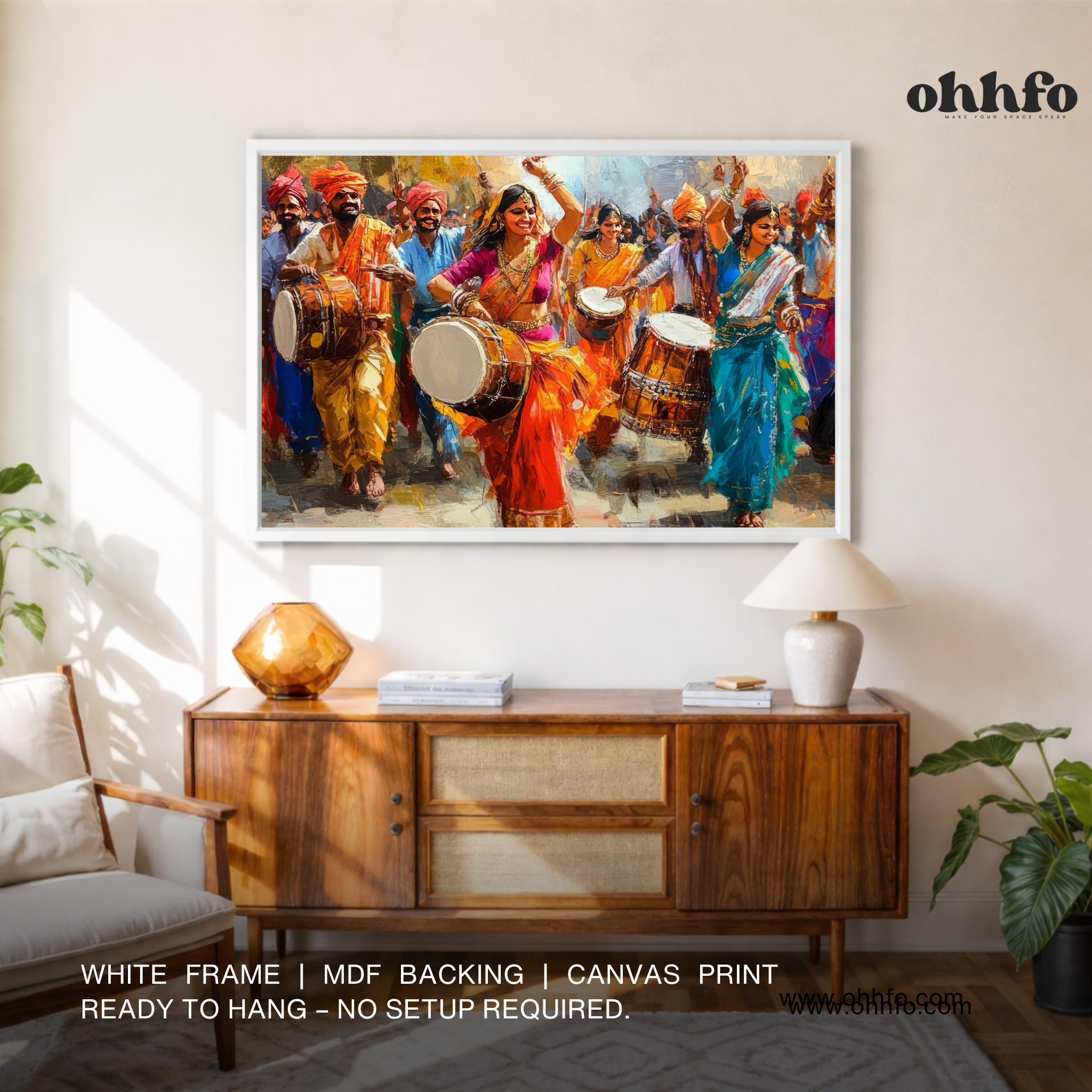 Indian Festival Celebration Canvas Wall Art – Dance & Drums