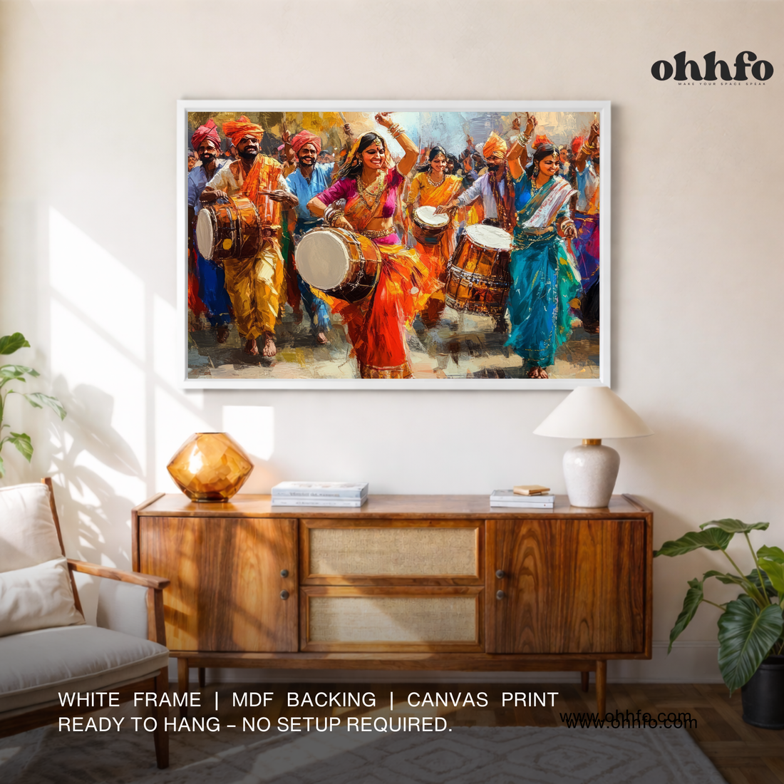 Indian Festival Celebration Canvas Wall Art – Dance & Drums