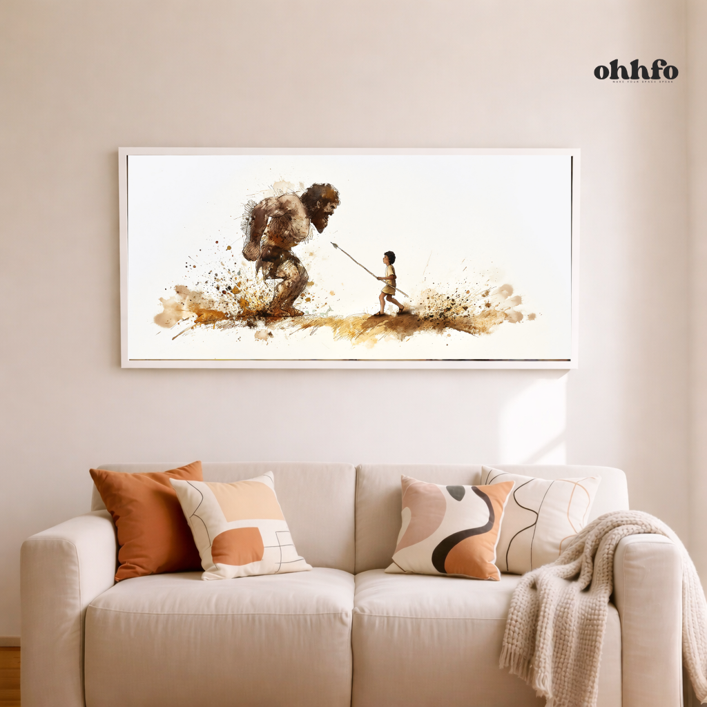 David and Goliath – Courage Against the Giant Wall Art