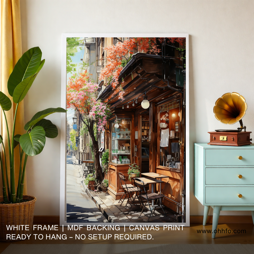 Romantic Street Café Canvas Wall Art