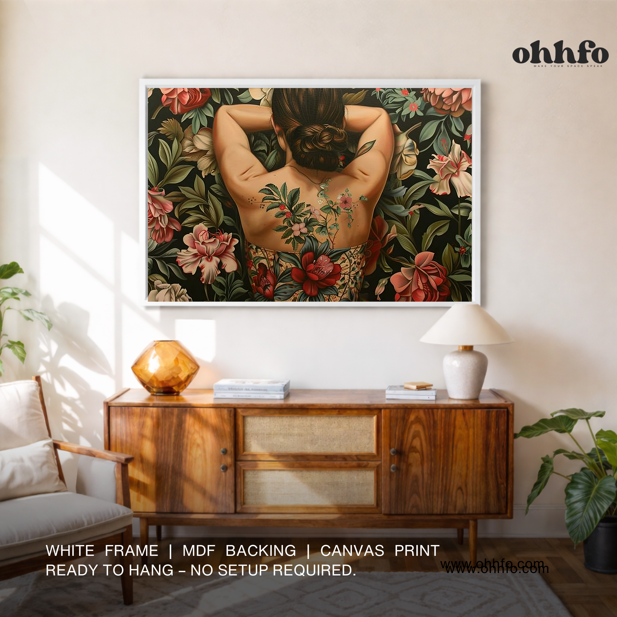 Floral Back Portrait Canvas Wall Art