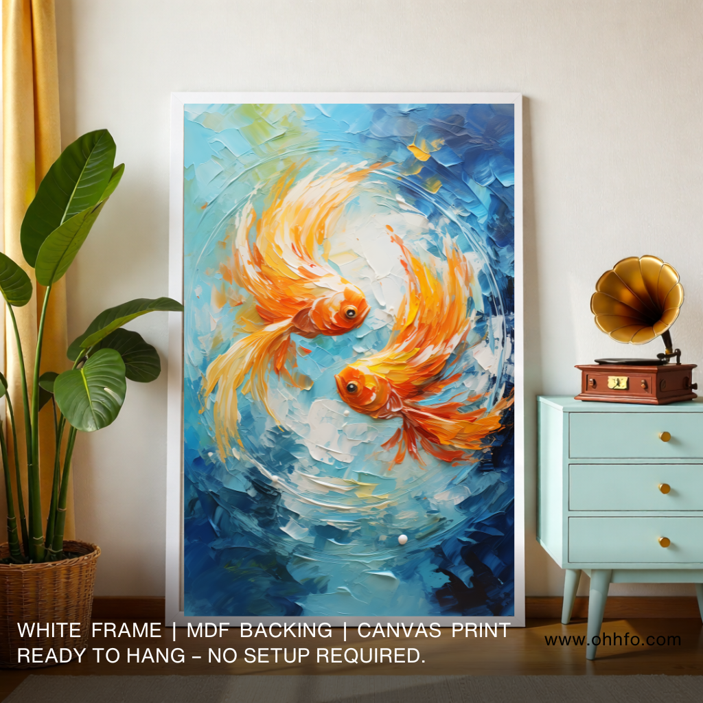 Golden Koi Fish  - Abstract Canvas Print