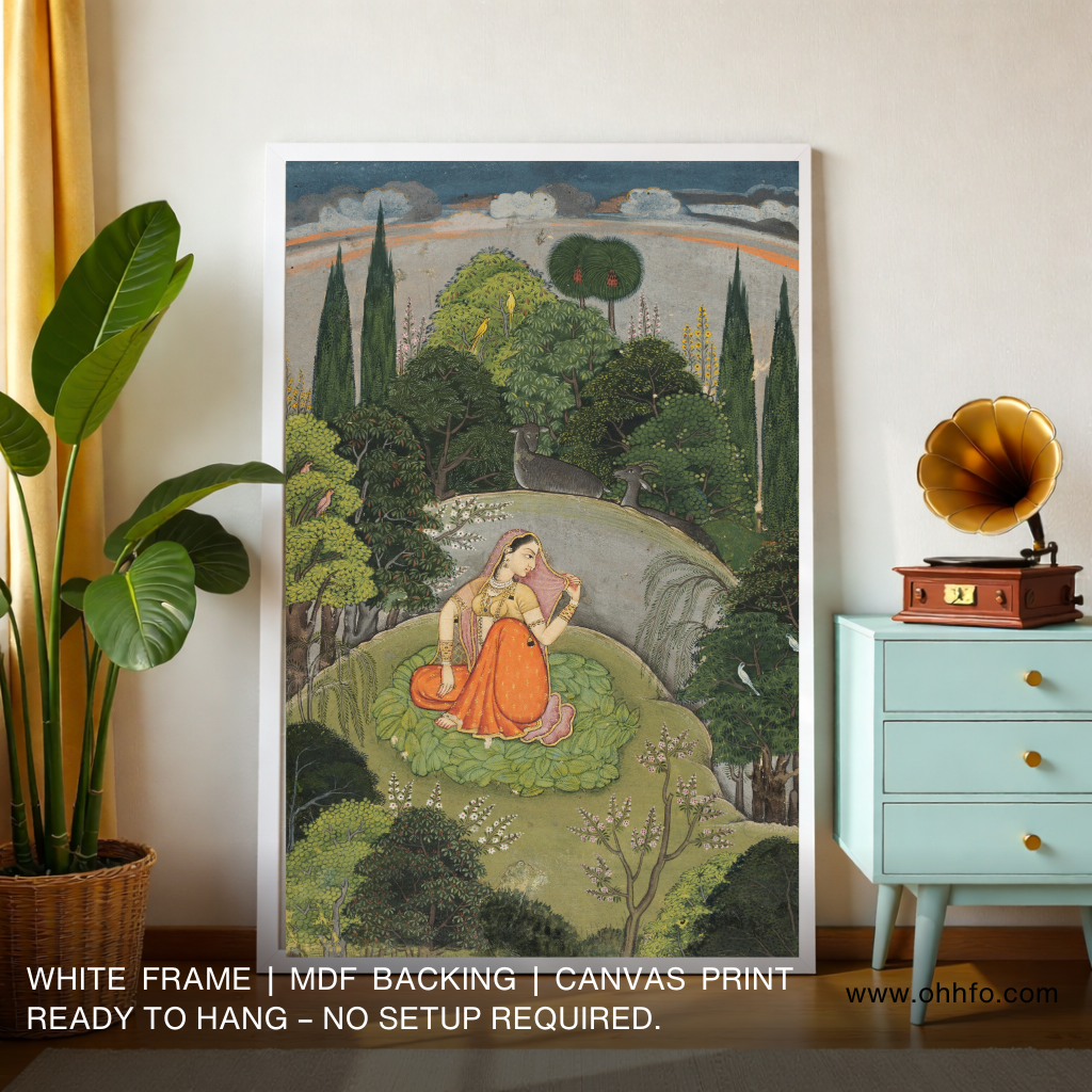 Indian Miniature Garden Lady Canvas Wall Art