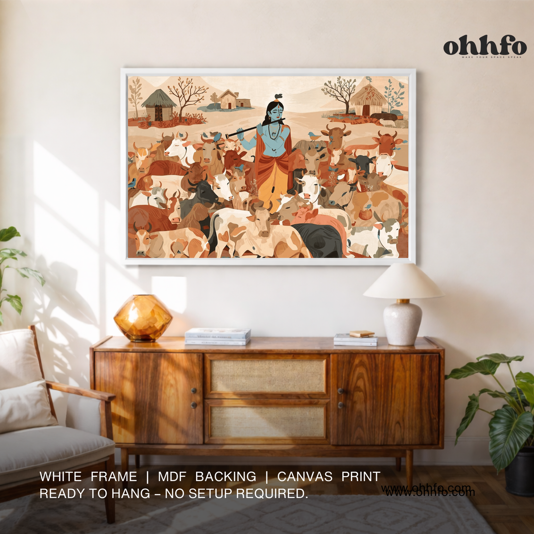 Lord Krishna with Cows Wall Art