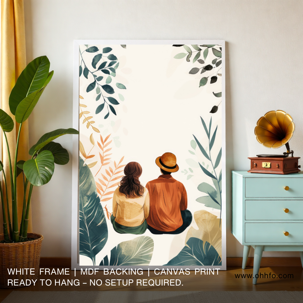 Romantic Couple Sitting in Nature Canvas Wall Art