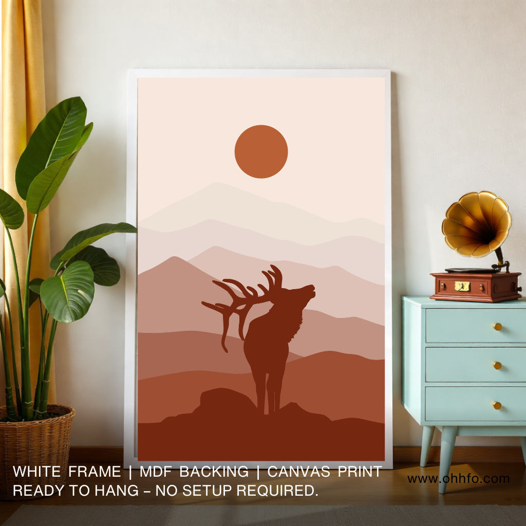 Minimal Boho Deer Silhouette Wall Art Canvas