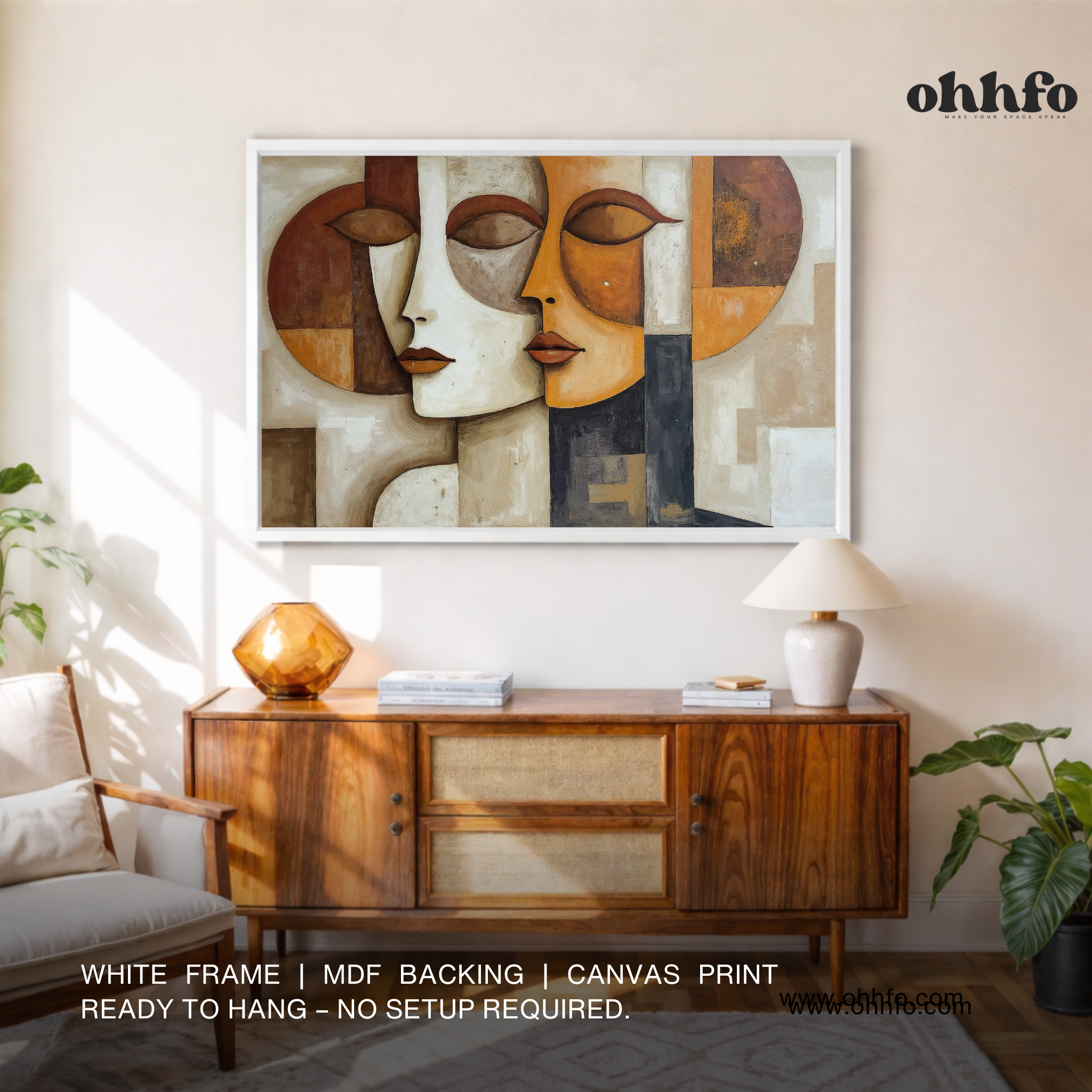 Abstract Two Faces Cubism Painting