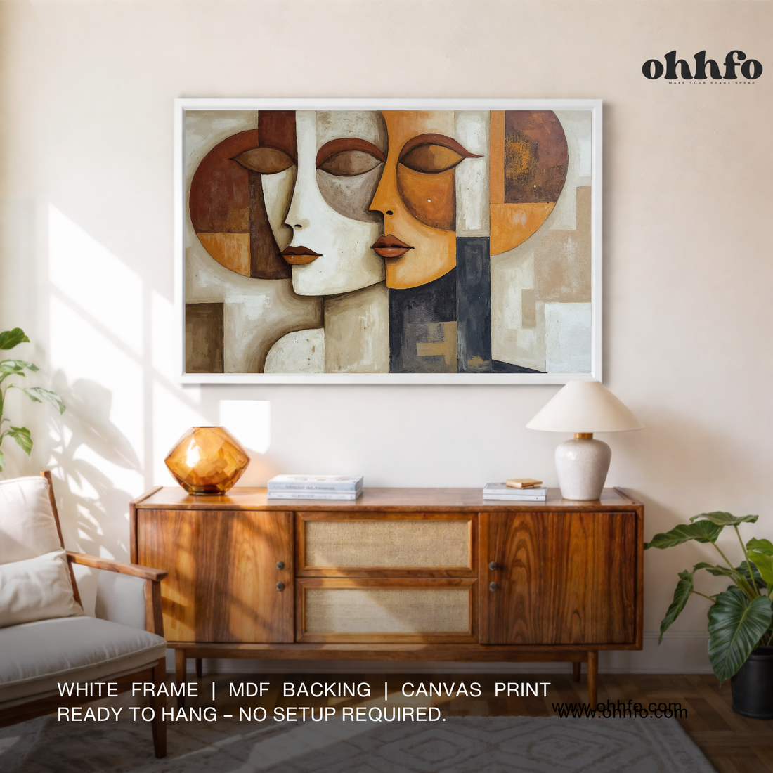 Abstract Two Faces Cubism Painting
