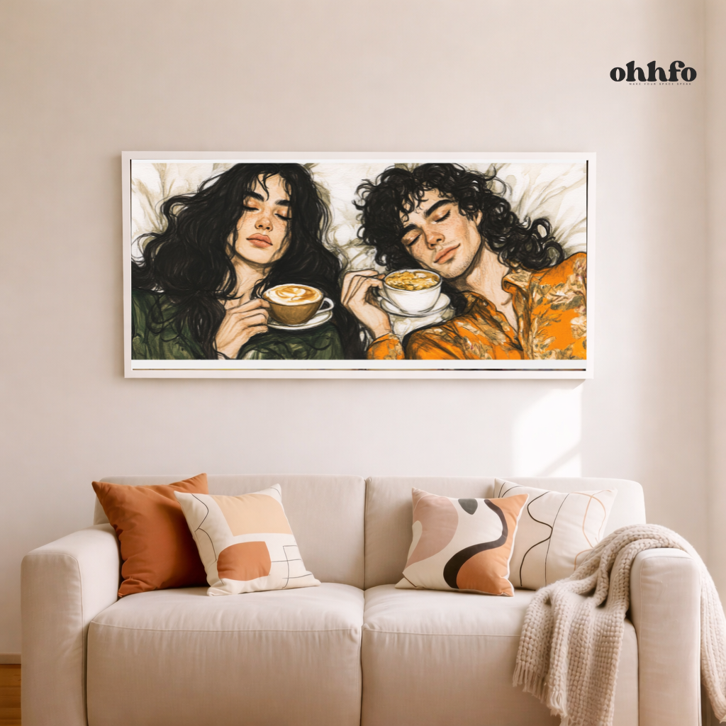 Morning Coffee Together – Cozy Couple Canvas Wall Art