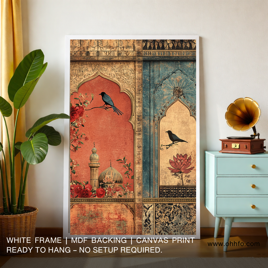 Mughal Window Birds Wall Art Canvas Print