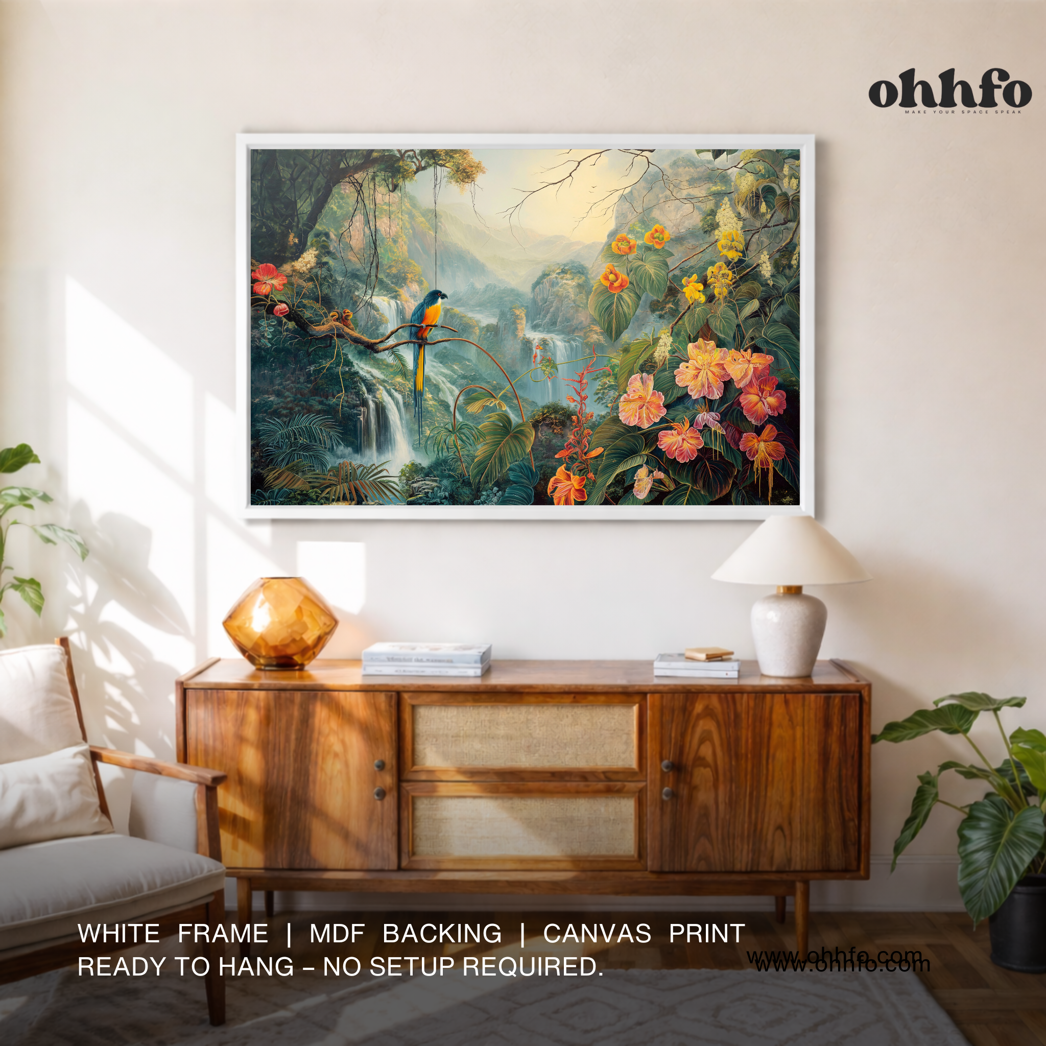 Rainforest Waterfall Canvas Wall Art - Ready To Hang